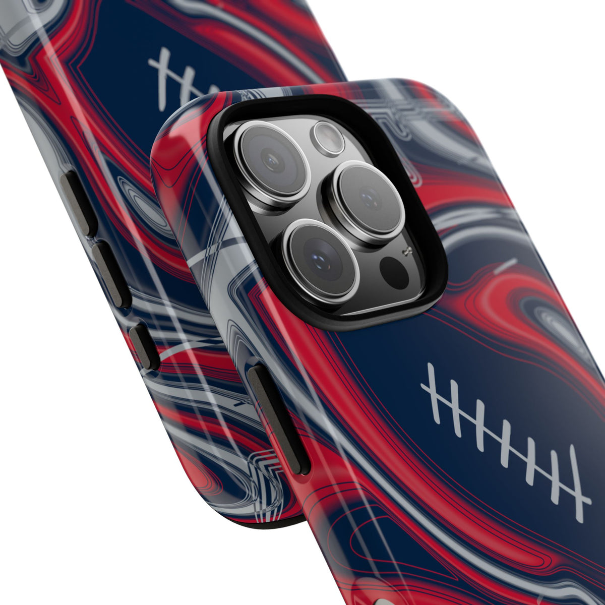Navy, Red & Silver Trippy Football Phone Case