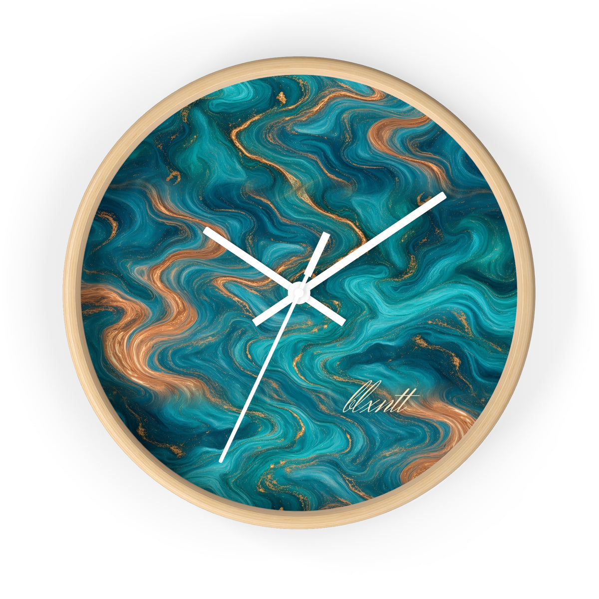 Turquoise & Copper Marble Wall Clock