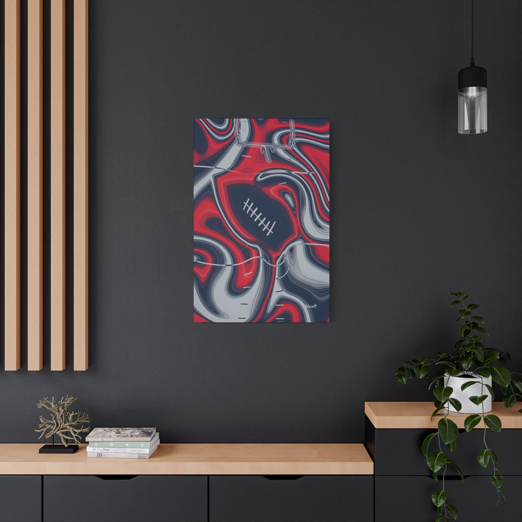 Navy, Red & Silver Trippy Football Canvas
