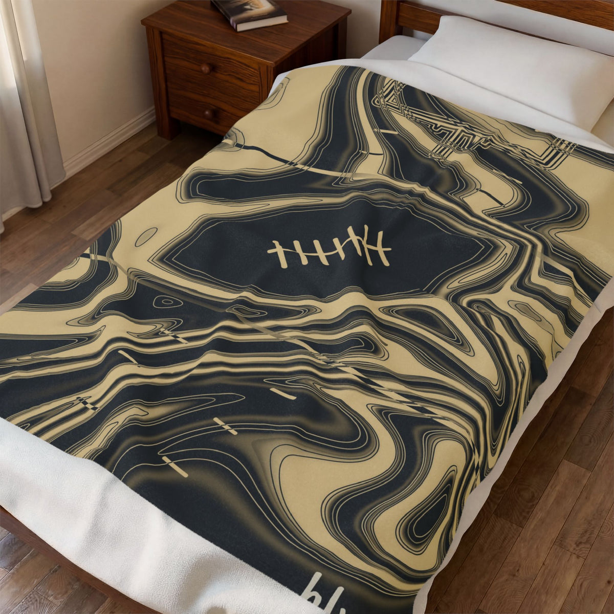 Old Gold & Black Trippy Football Blanket