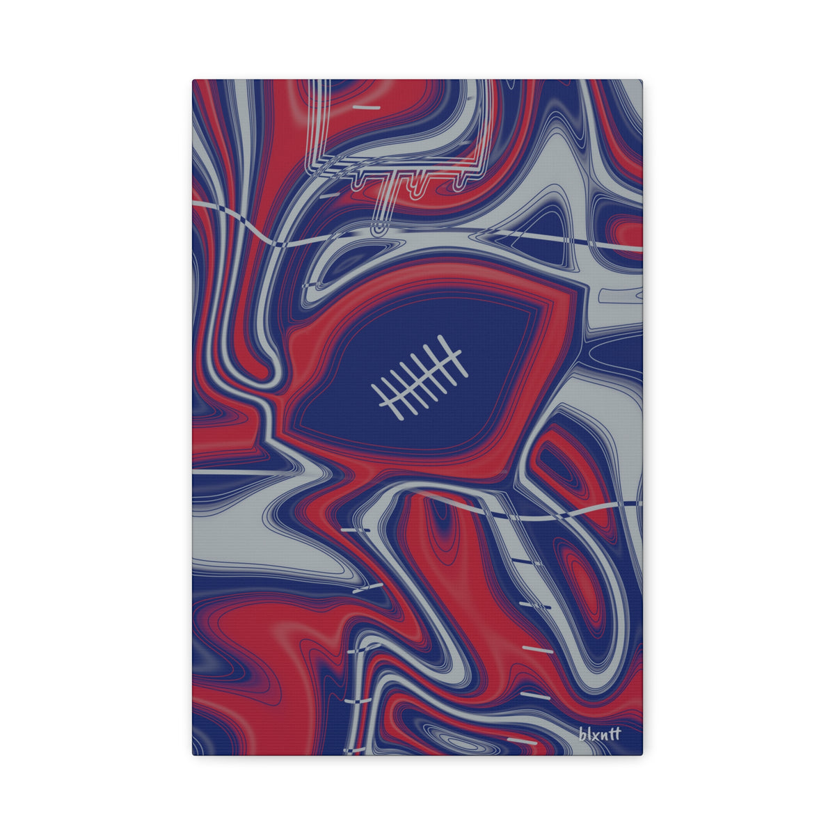 Dark Blue, Red & Gray Trippy Football Canvas