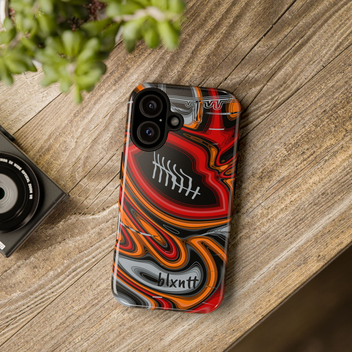 Red, Orange & Pewter Trippy Football Phone Case