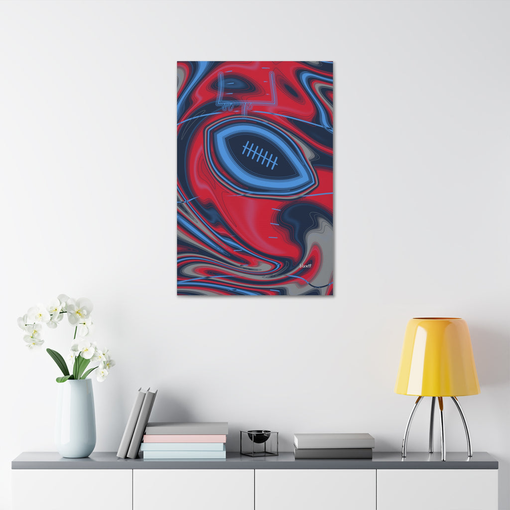 Navy, Light Blue & Red Trippy Football Glossy Canvas