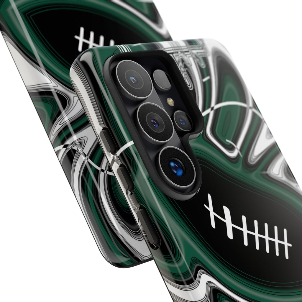 Hunter Green & White Trippy Football Phone Case