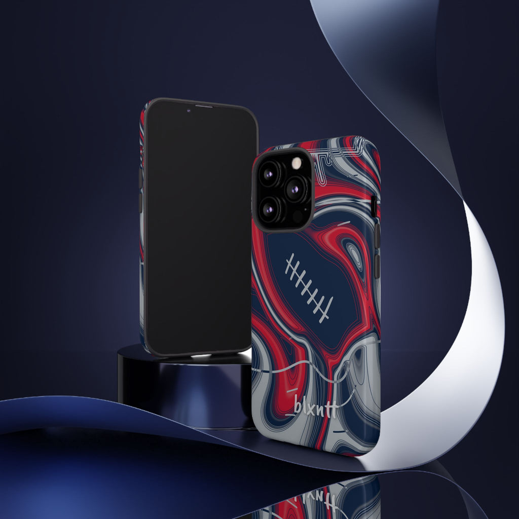 Navy, Red & Silver Trippy Football Phone Case