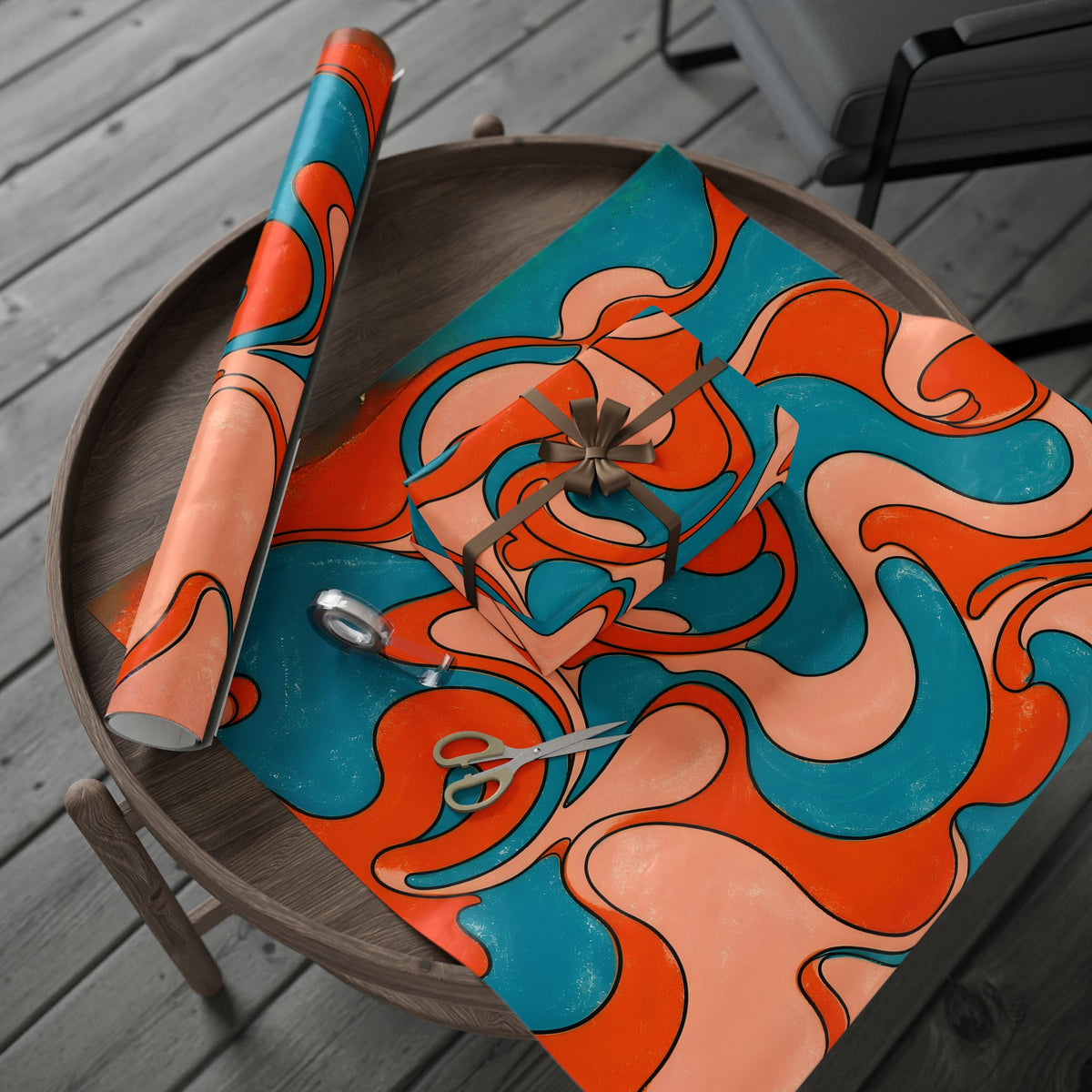Fillmore Flow - Blood Orange & Teal Wrapping Paper