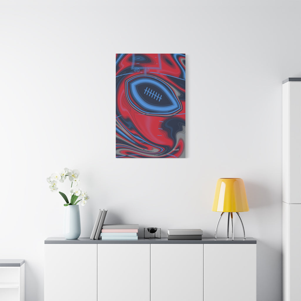 Navy, Light Blue & Red Trippy Football Canvas