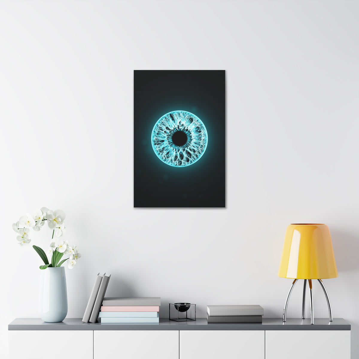BLXNTT Iris – Lace Web Electric Cyan Glossy Canvas