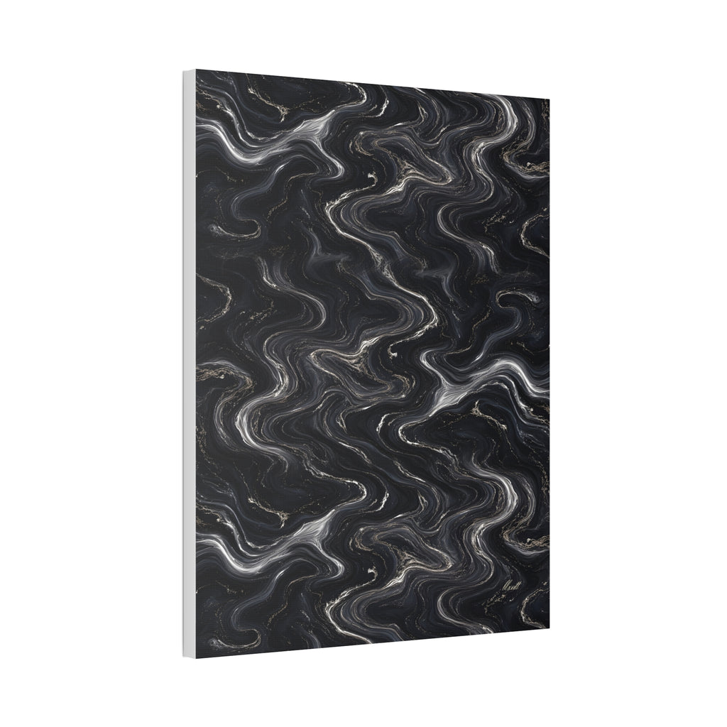 Black & Silver Marble Glossy Canvas