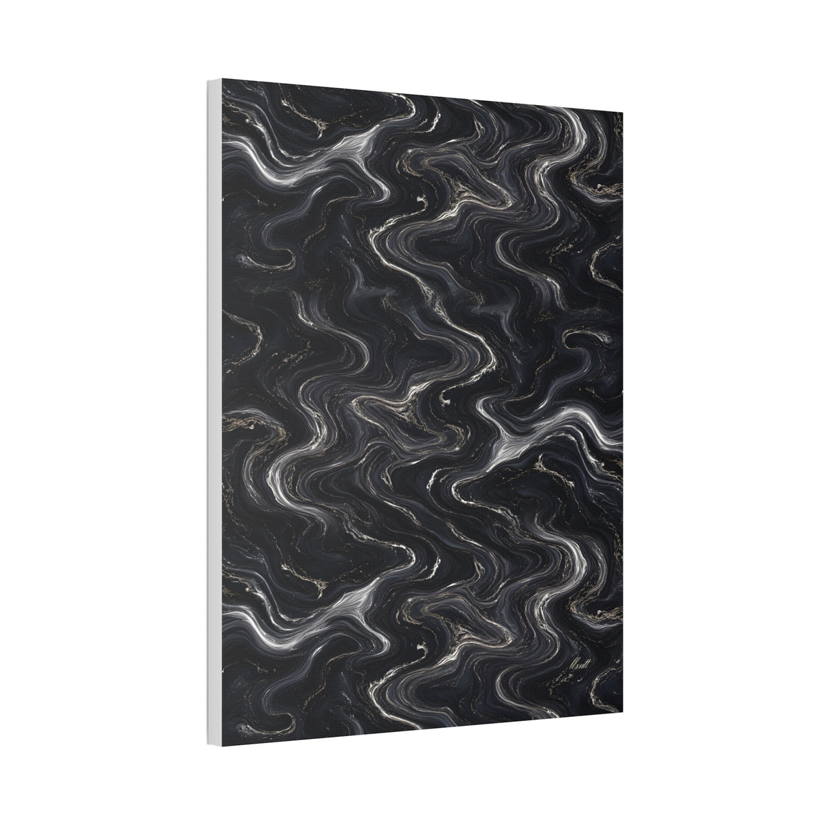 Black & Silver Marble Glossy Canvas