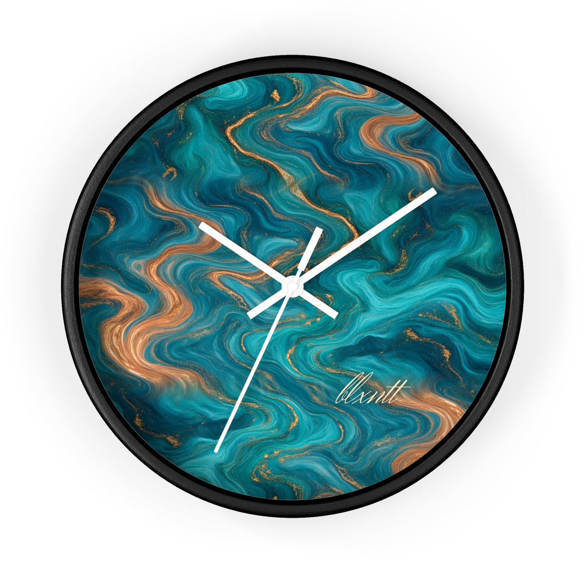 Turquoise & Copper Marble Wall Clock