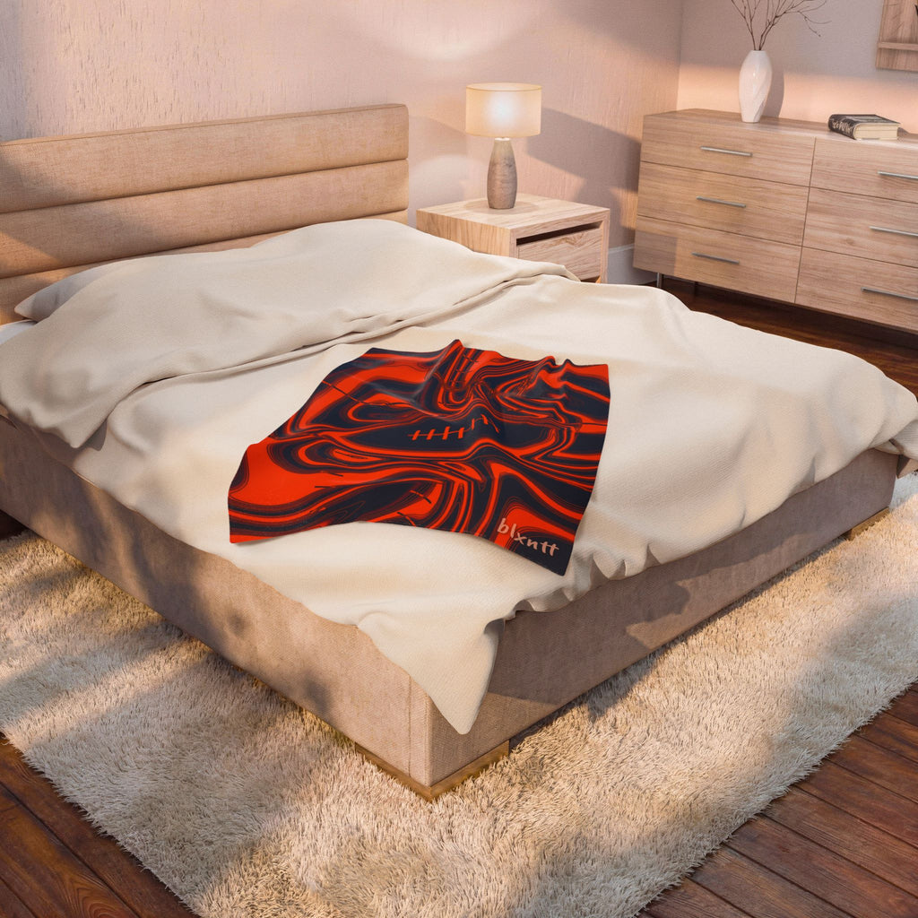 Orange & Navy Trippy Football Blanket