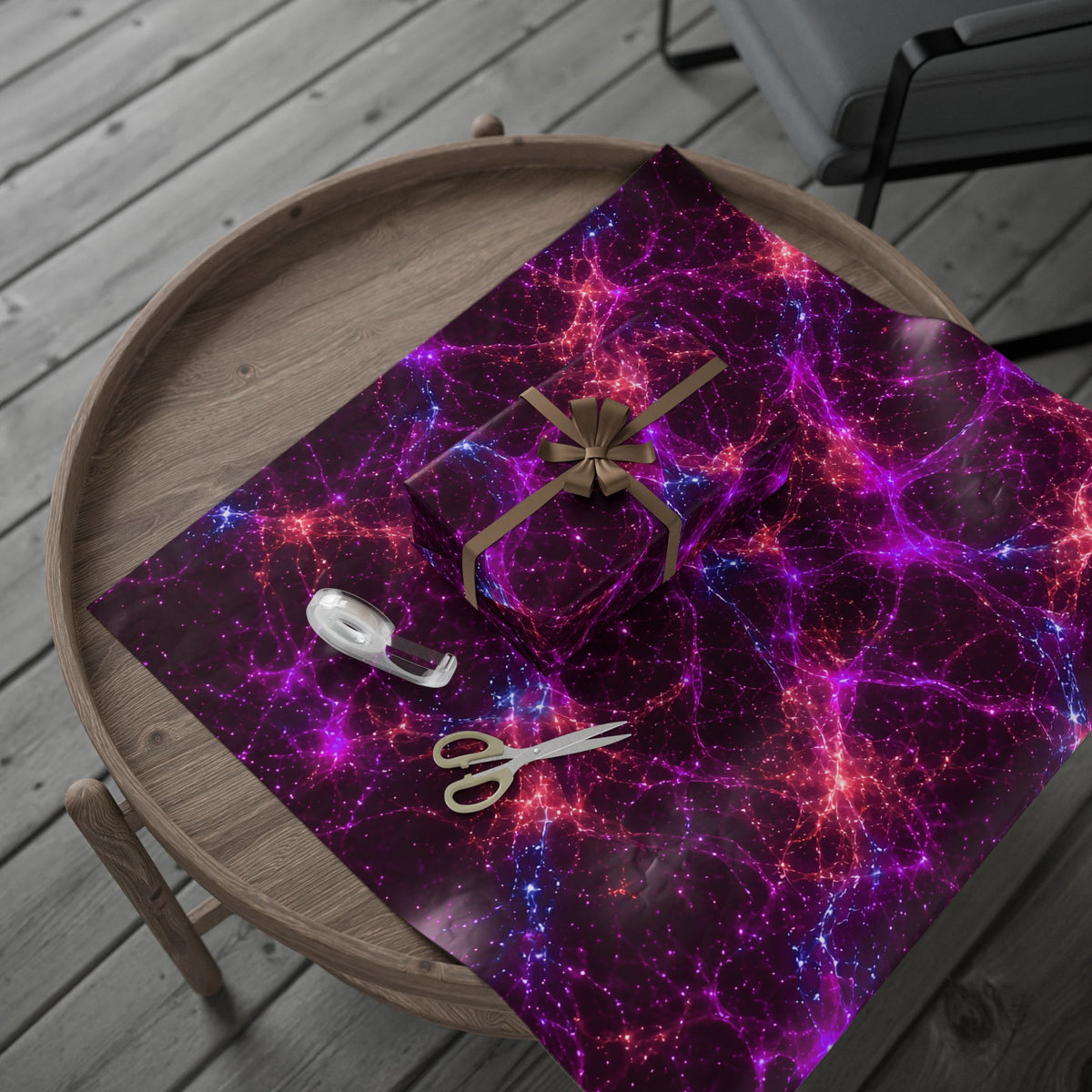 Neon Mycelium - Ember Orchid Wrapping Paper