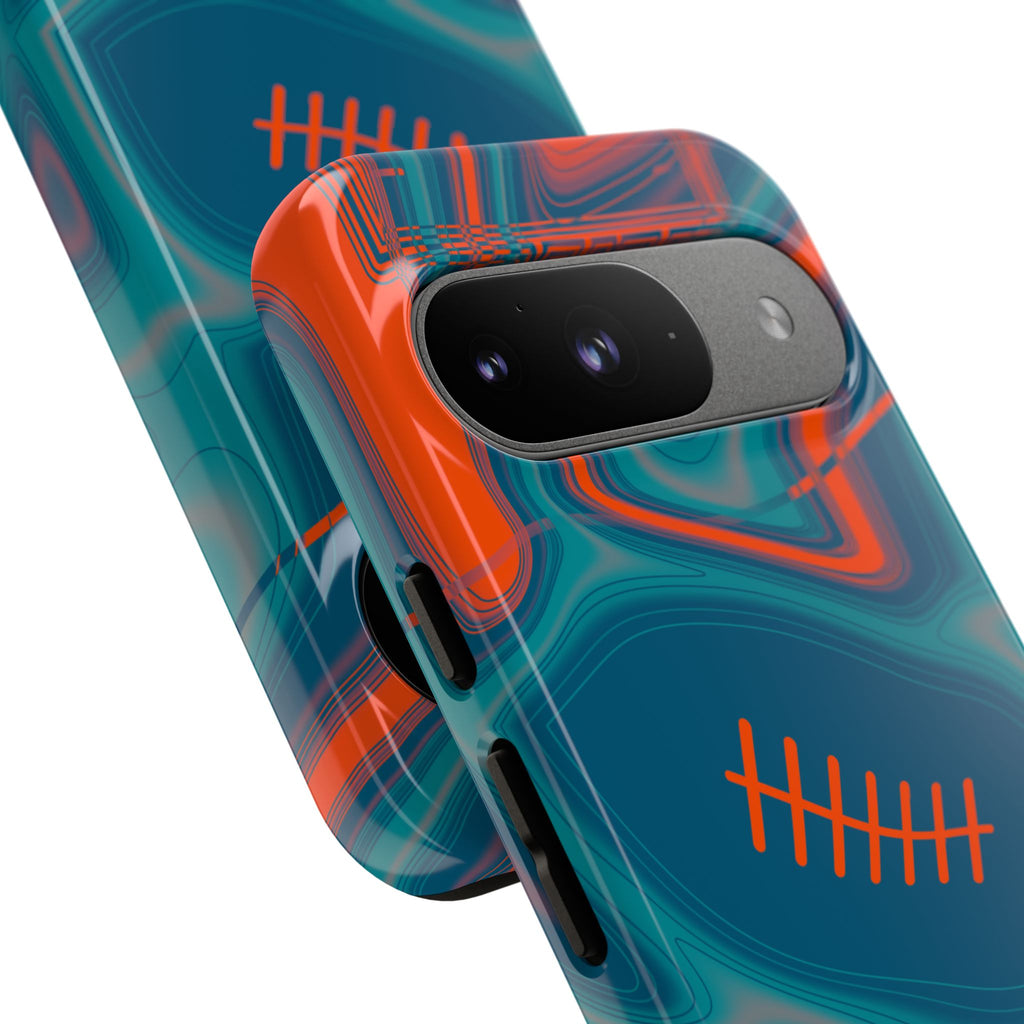Aqua & Orange Trippy Football Phone Case
