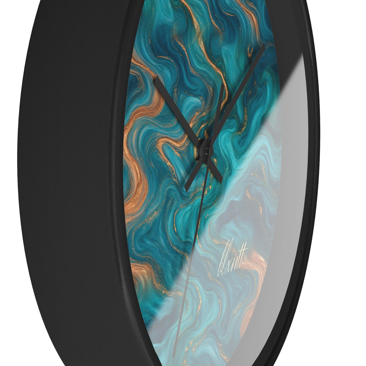 Turquoise & Copper Marble Wall Clock