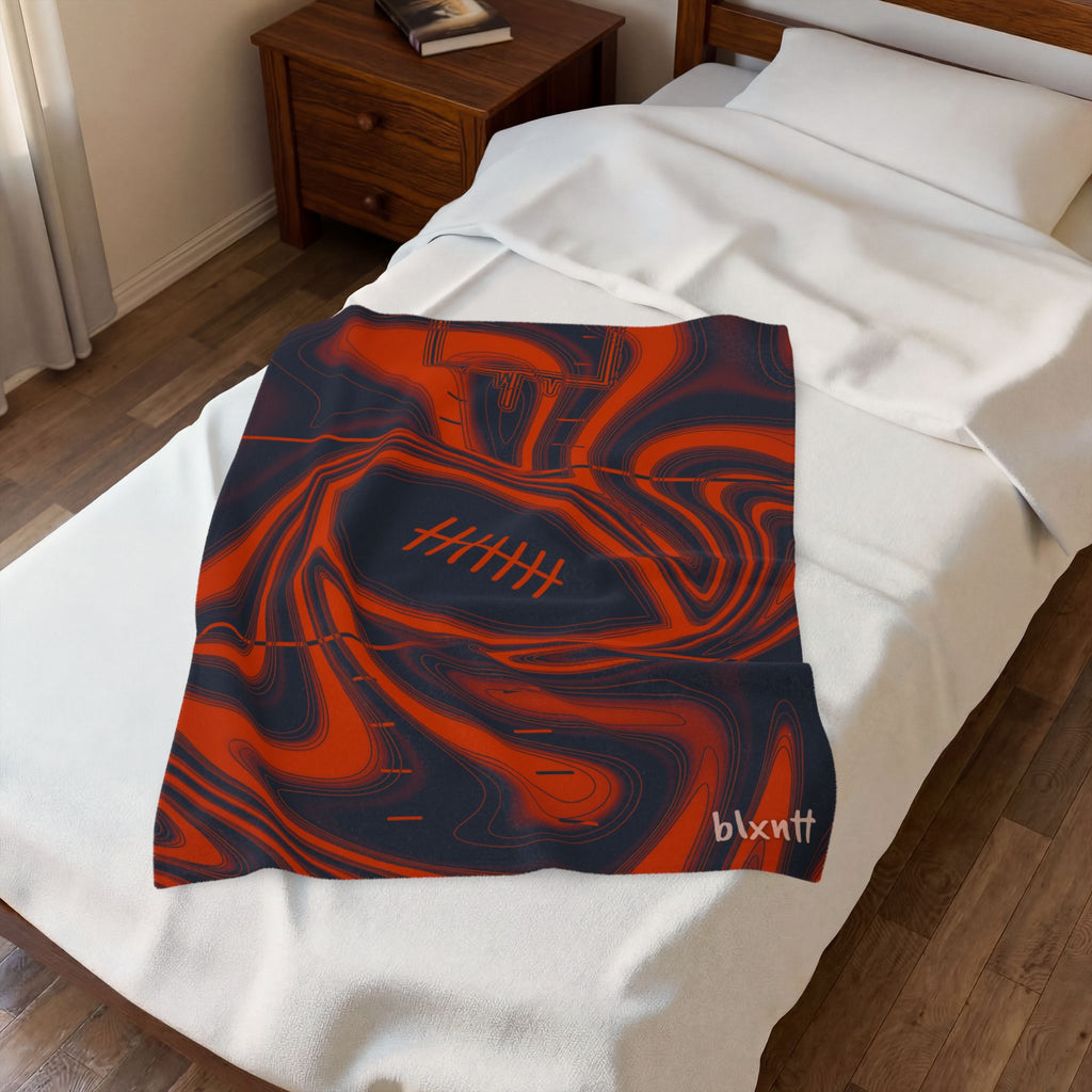 Navy & Orange Trippy Football Blanket