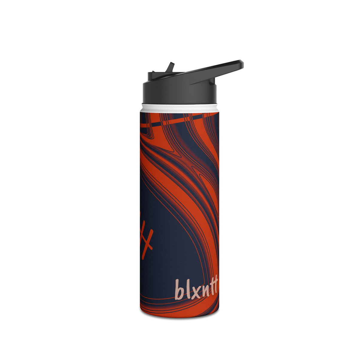 Navy & Orange Trippy Football Water Bottle