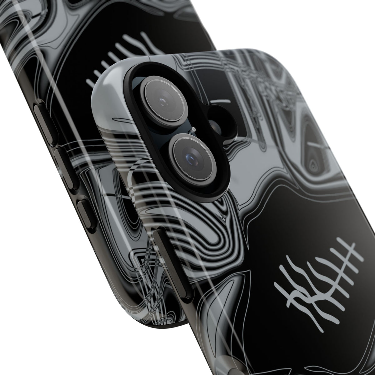 Black & Silver Trippy Football Phone Case