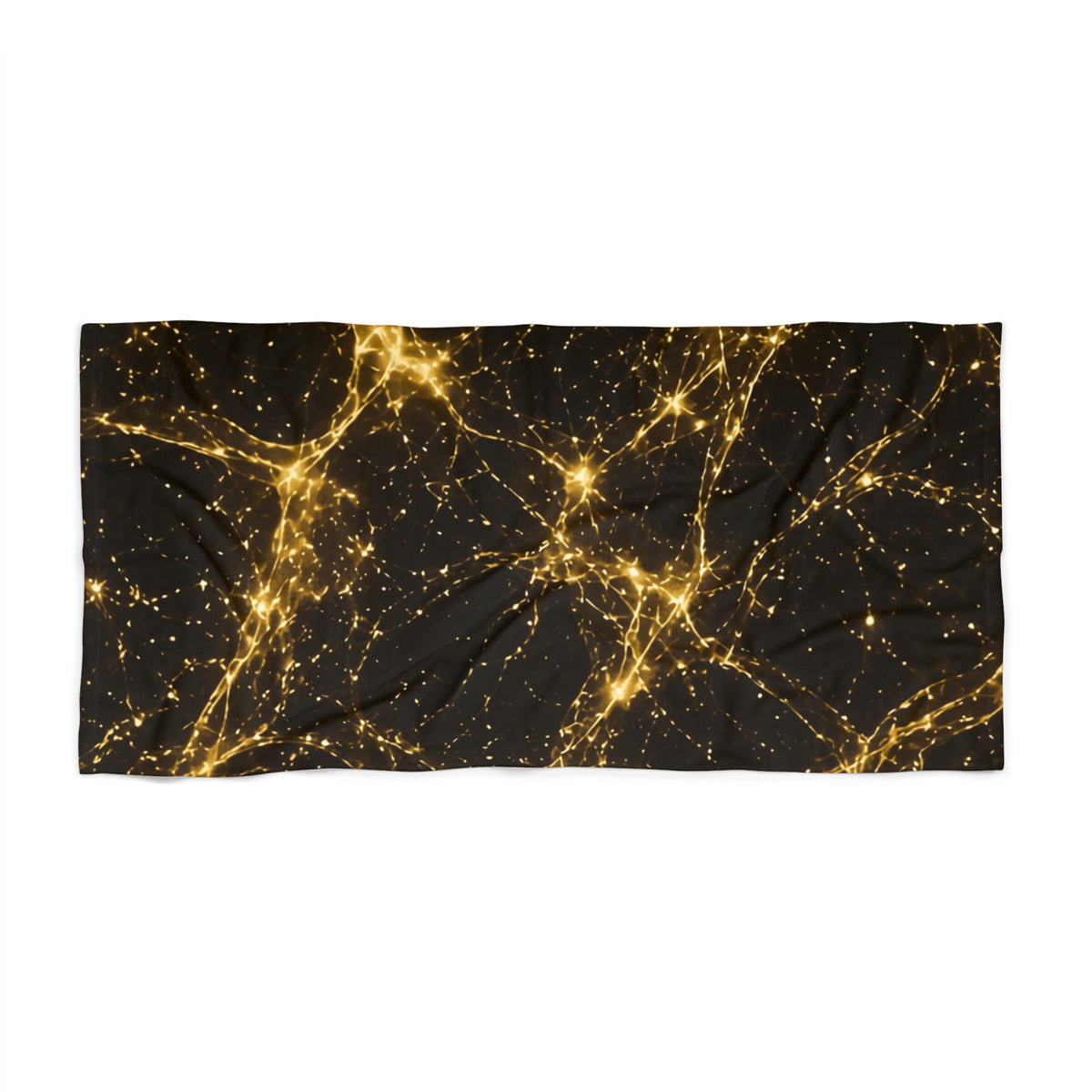 Neon Mycelium - Gold Filigree Beach Towel