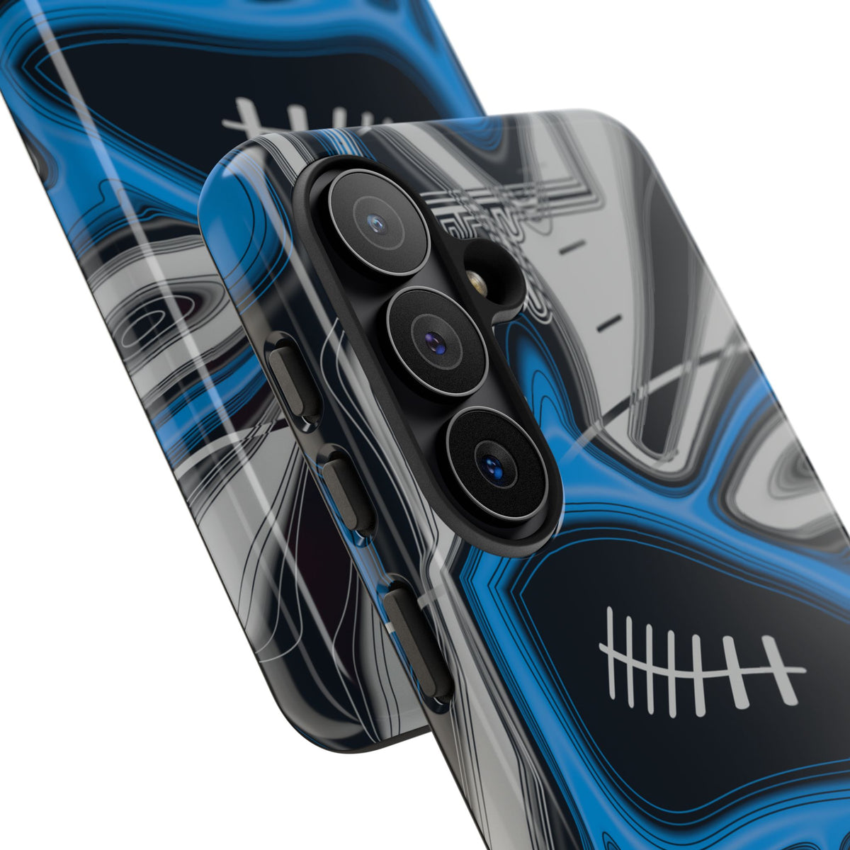 Sky Blue, Black & Silver Trippy Football Phone Case