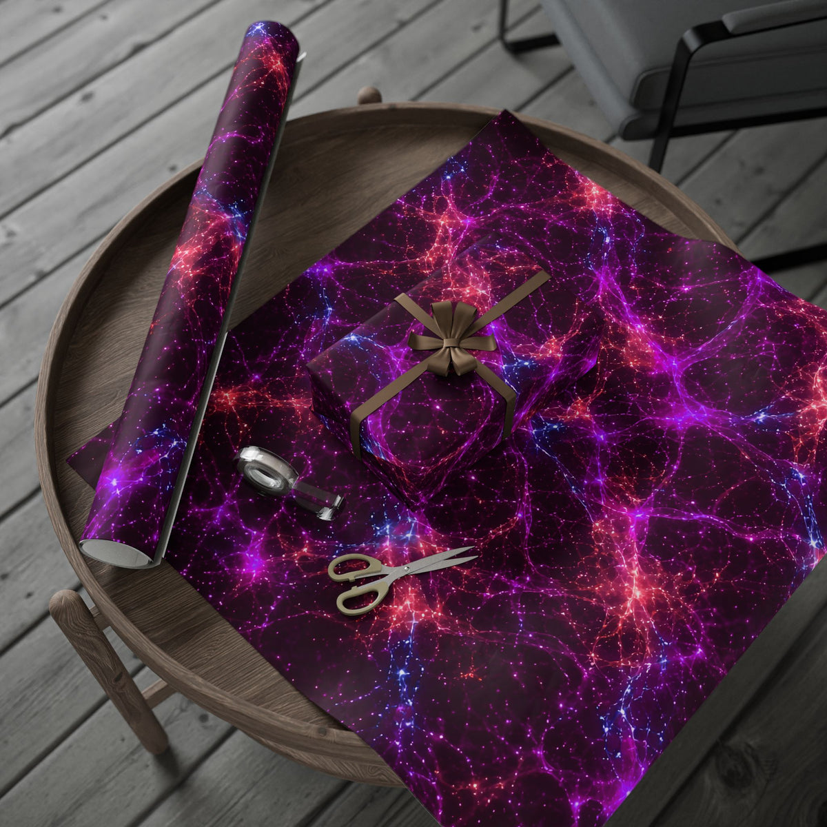 Neon Mycelium - Ember Orchid Wrapping Paper