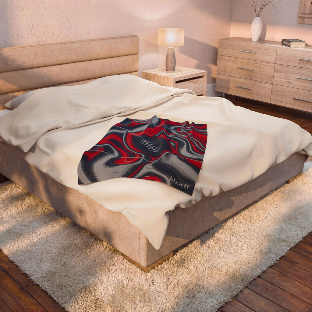 Navy, Red & Silver Trippy Football Blanket