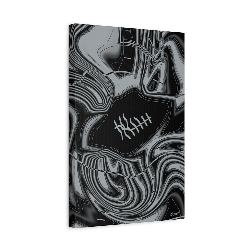 Black & Silver Trippy Football Canvas
