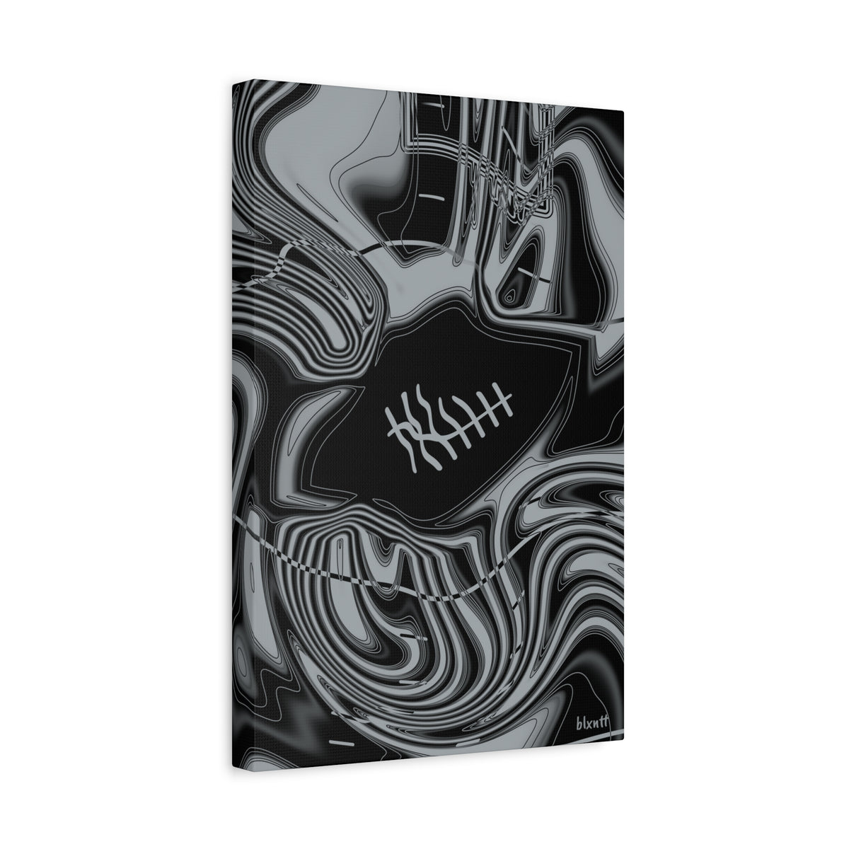 Black & Silver Trippy Football Canvas