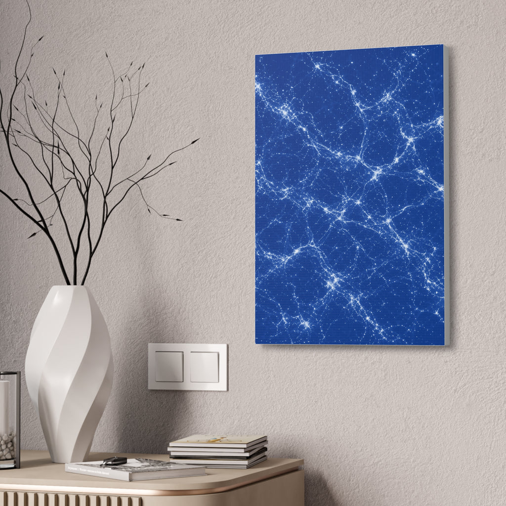 Neon Mycelium - Blueprint Glossy Canvas