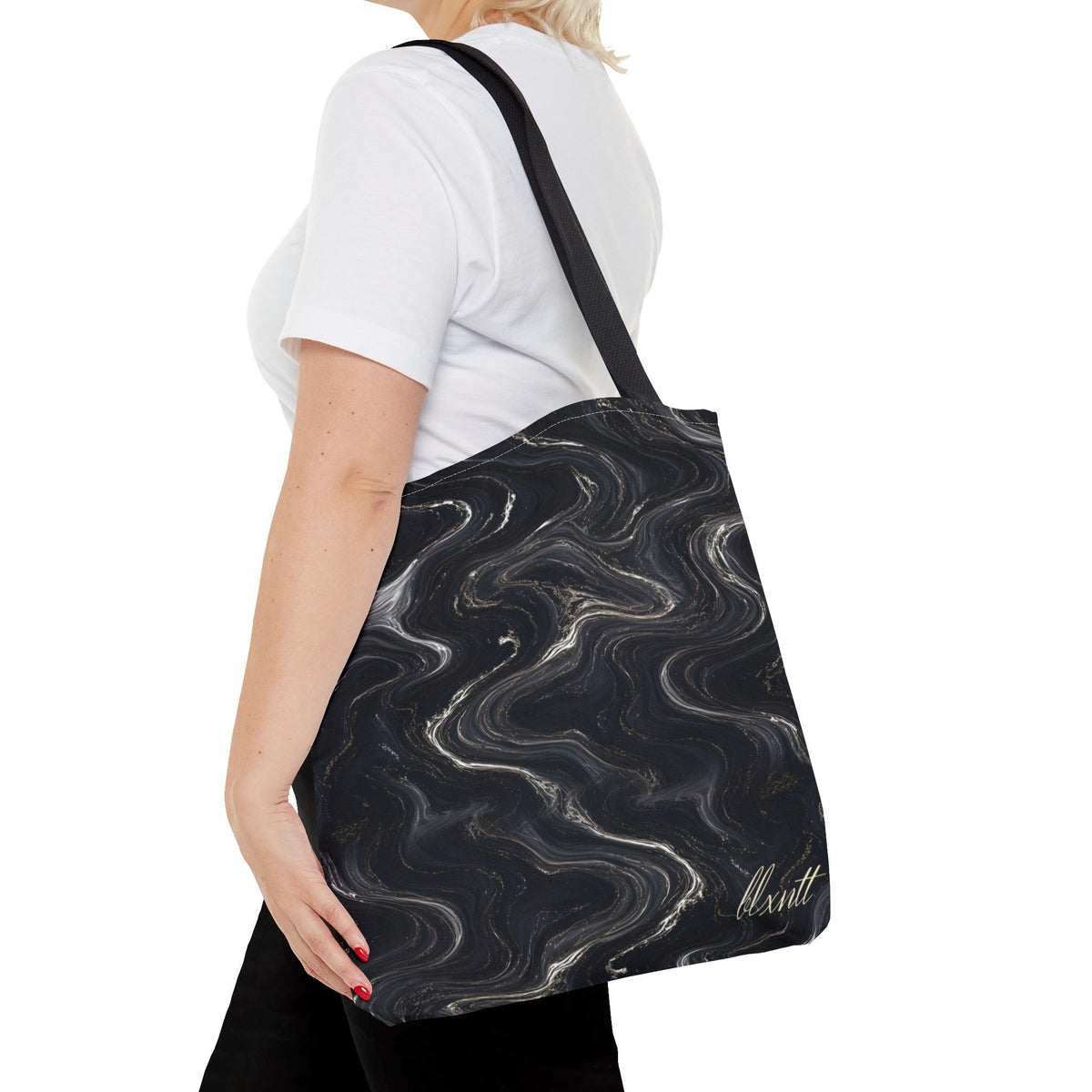 Black & Silver Marble Tote Bag