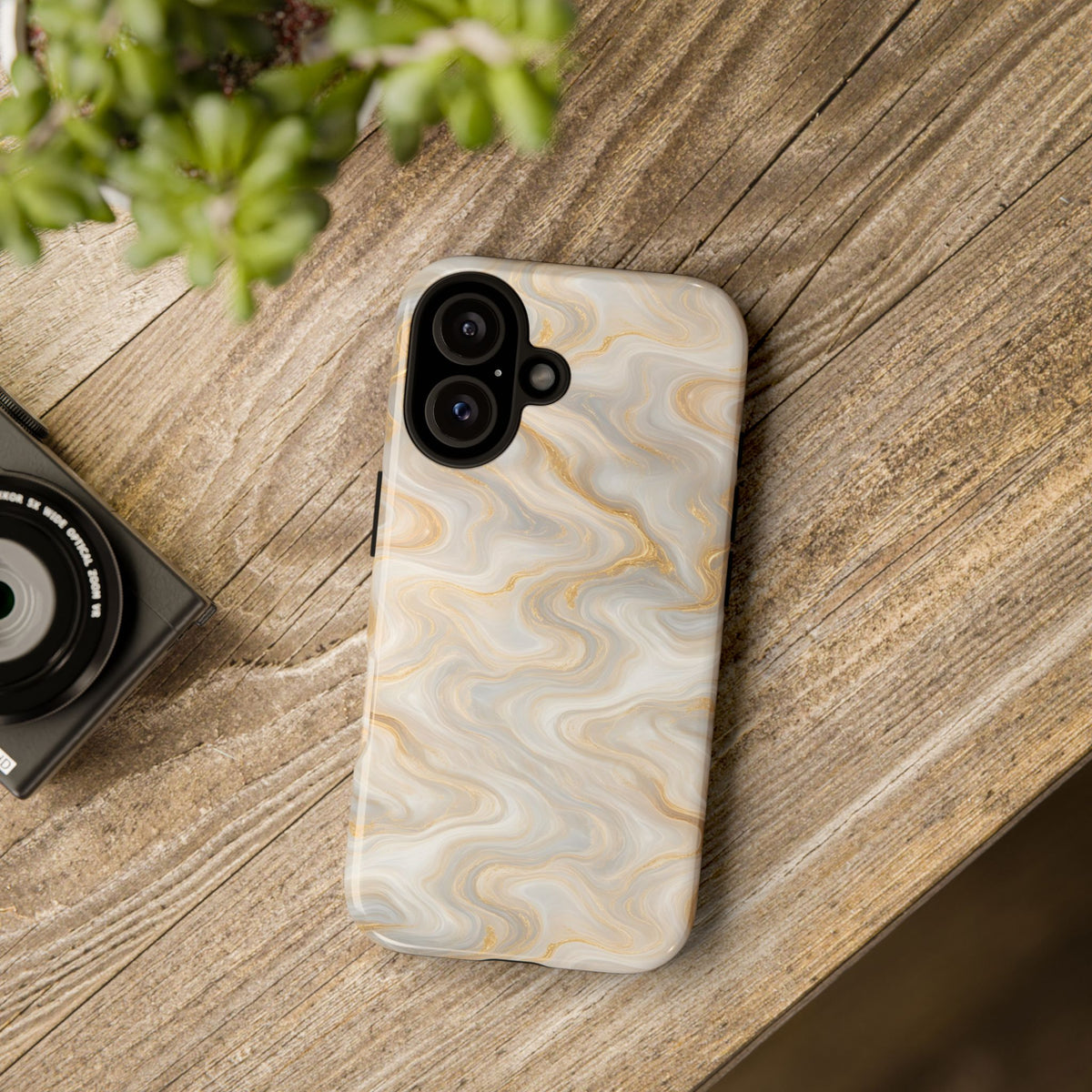 White & Gold Marble Phone Case