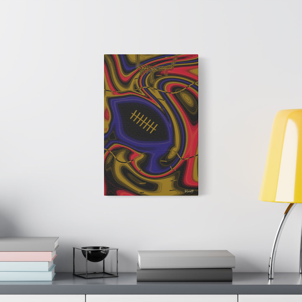 Purple, Black & Gold Trippy Football Canvas