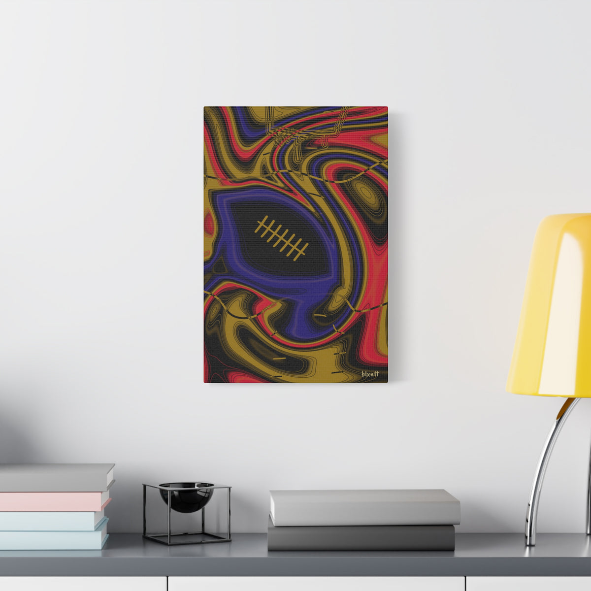 Purple, Black & Gold Trippy Football Canvas