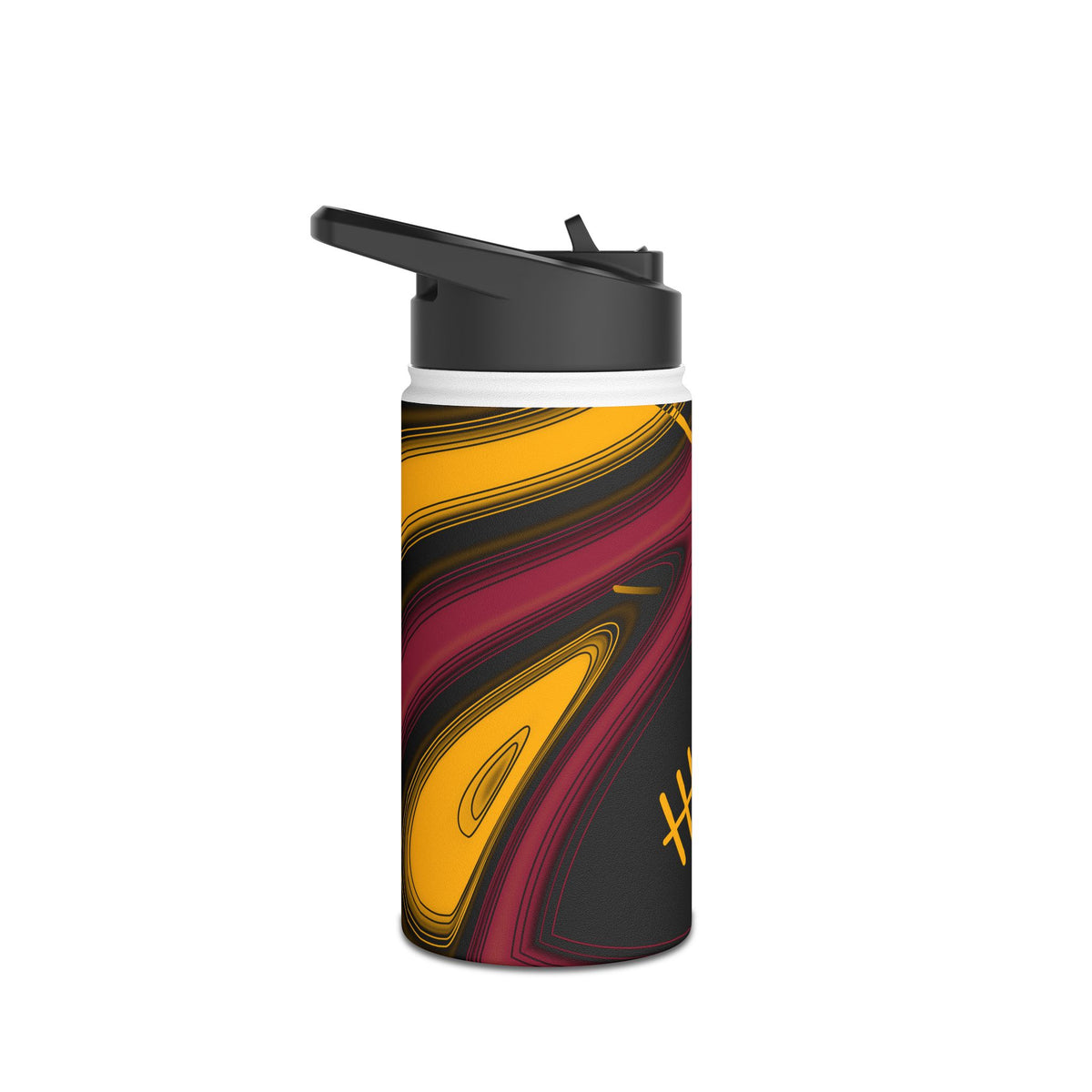Cardinal Red, Black & Gold Trippy Football Water Bottle