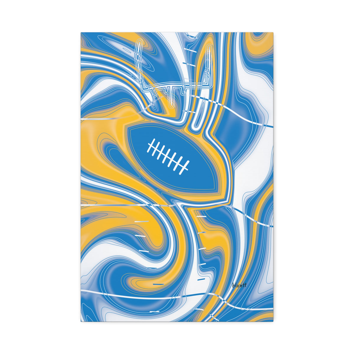 Powder Blue & Gold Trippy Football Glossy Canvas