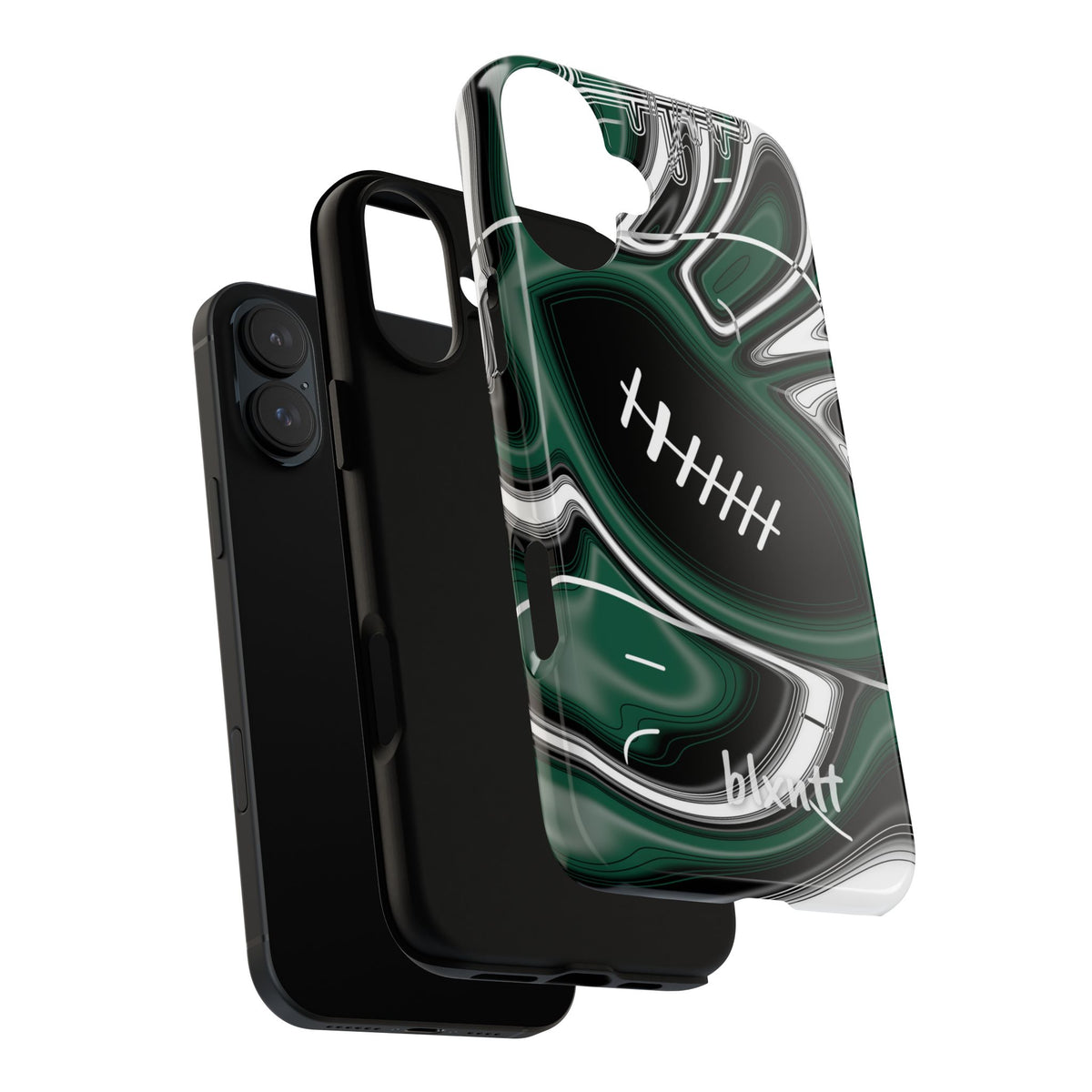 Hunter Green & White Trippy Football Phone Case