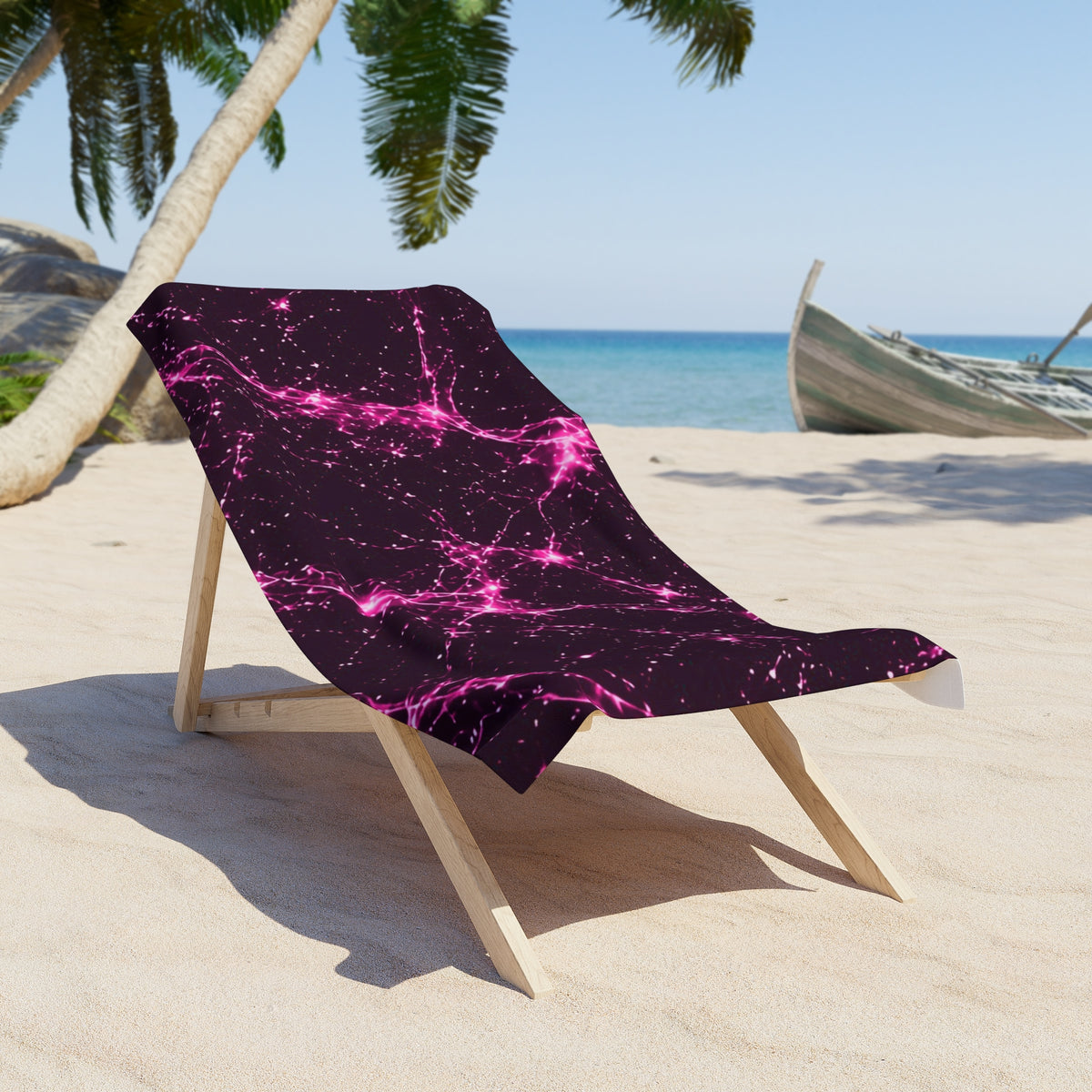 Neon Mycelium - Hot Pink Pulse Beach Towel