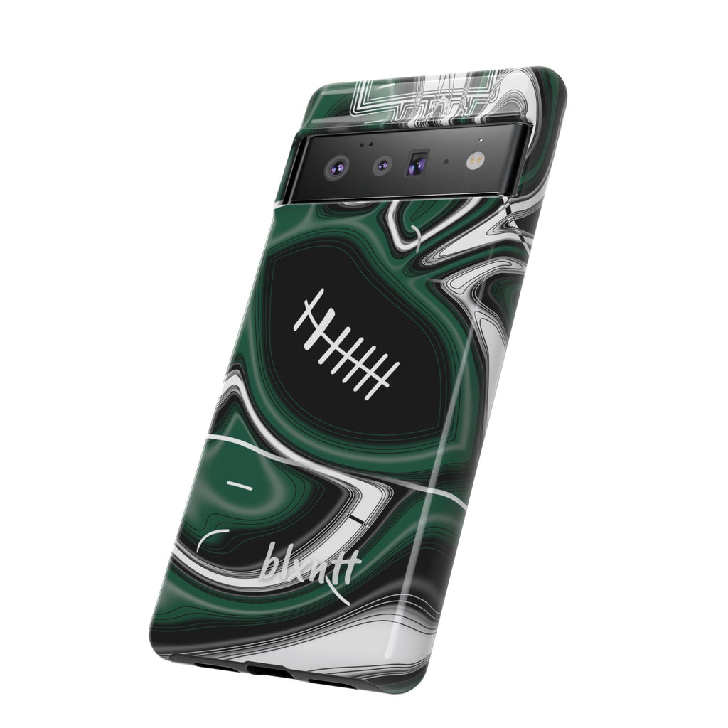 Hunter Green & White Trippy Football Phone Case