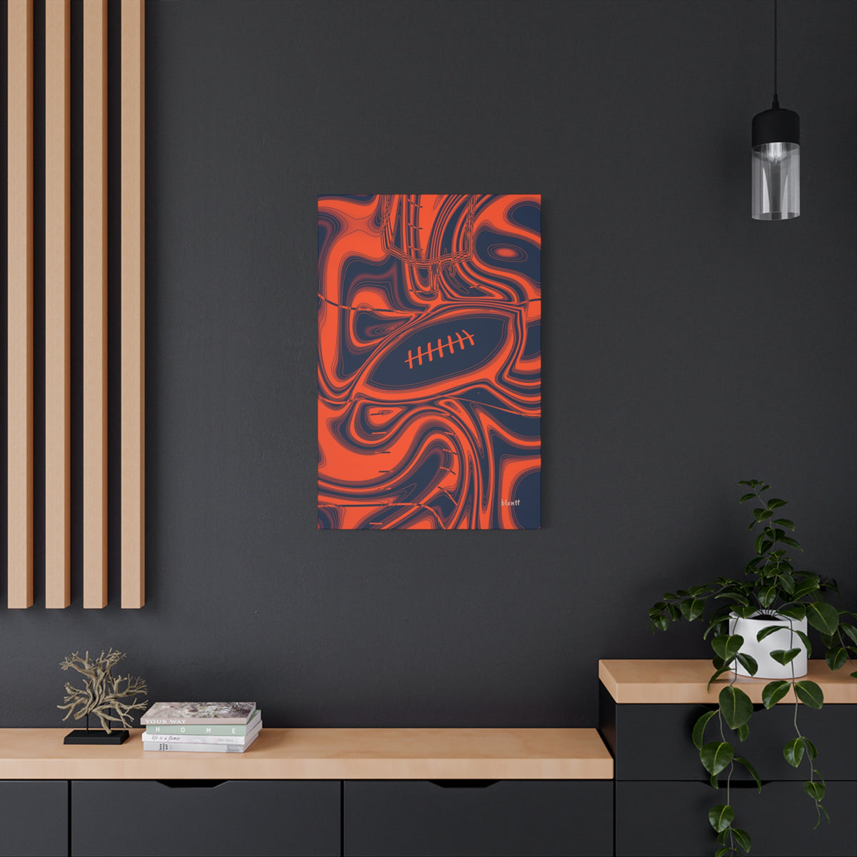 Orange & Navy Trippy Football Canvas