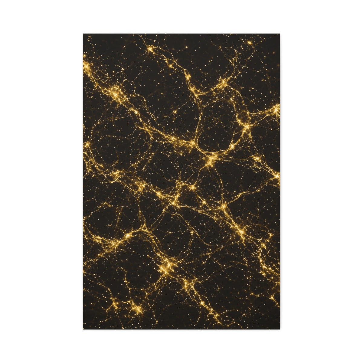 Neon Mycelium - Gold Filigree Glossy Canvas