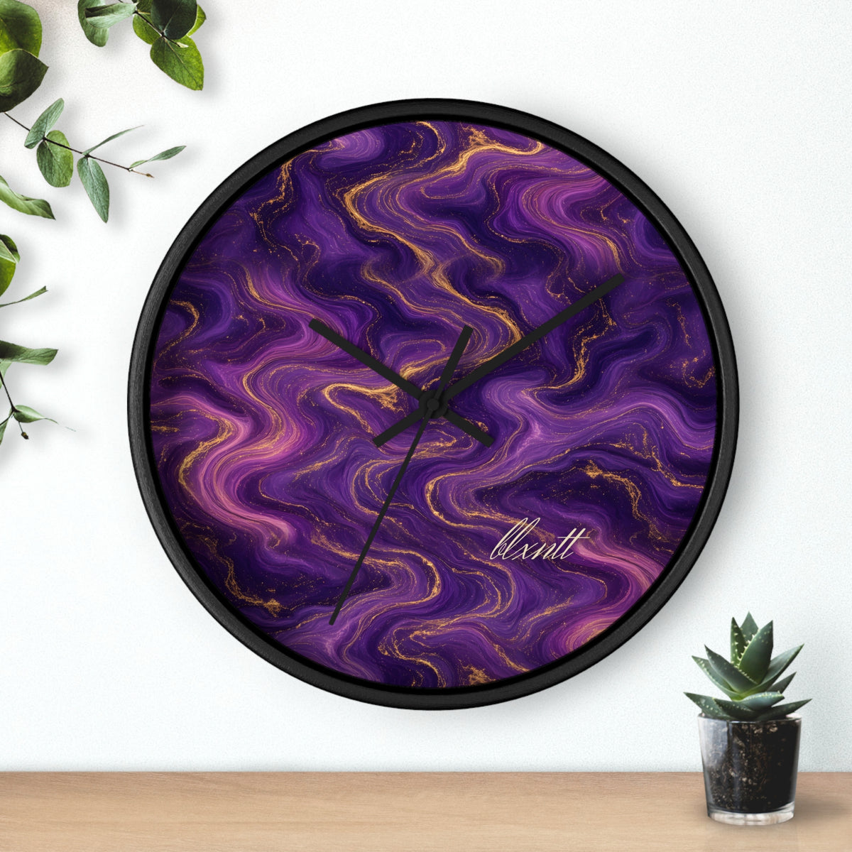 Royal Purple Marble Wall Clock