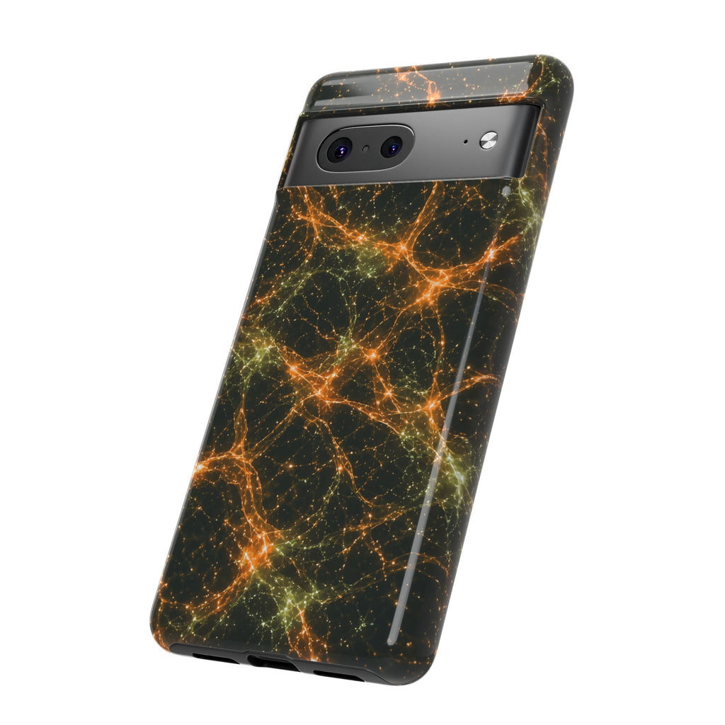 Neon Mycelium - Electric Tangerine Teal Phone Case