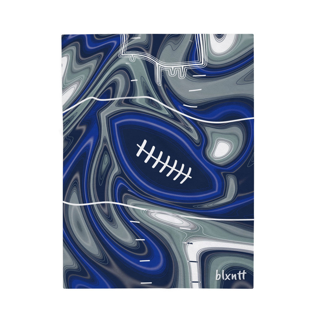 Royal Blue, Navy & Silver Trippy Football Blanket