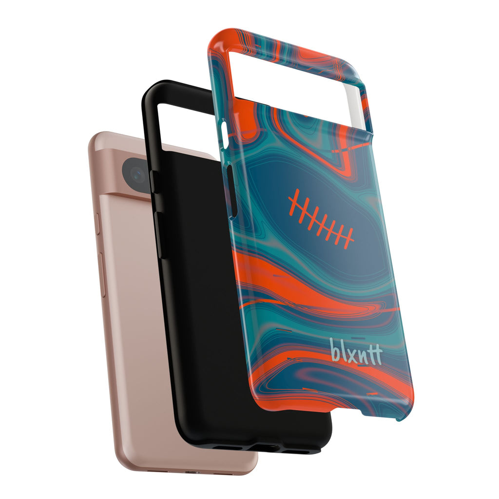 Aqua & Orange Trippy Football Phone Case