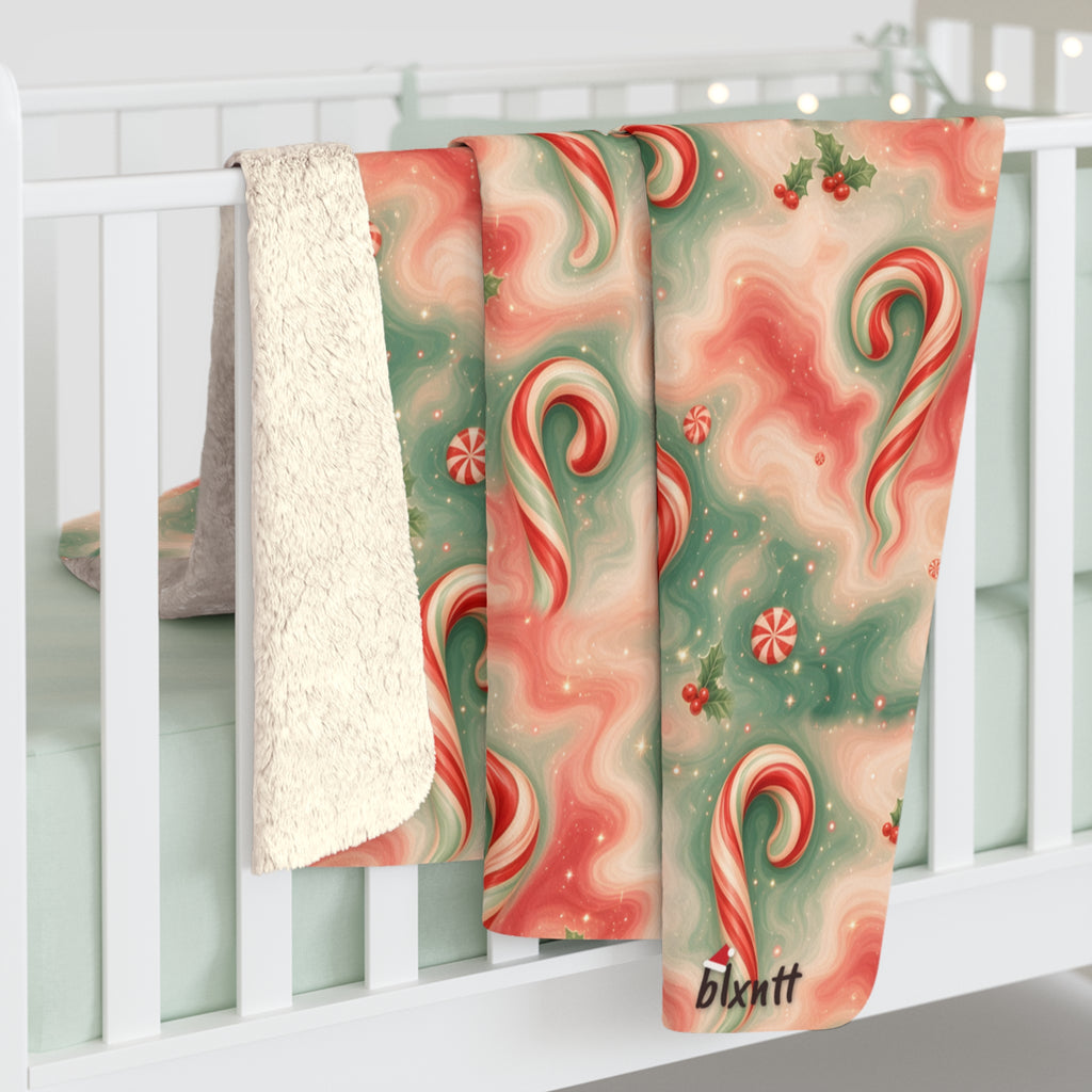 Candy Cane Trippy Christmas Sherpa Blanket
