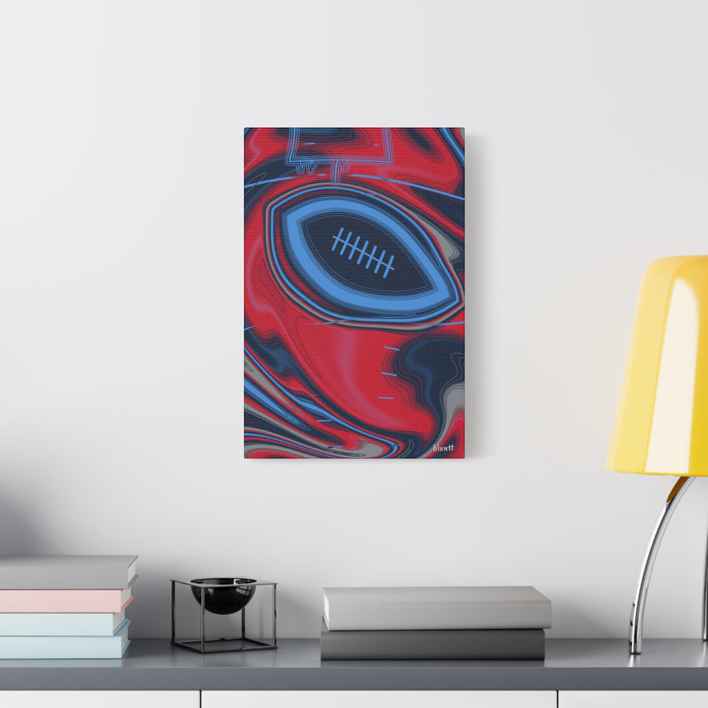 Navy, Light Blue & Red Trippy Football Canvas