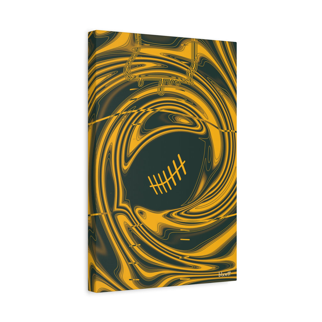 Green & Gold Trippy Football Canvas