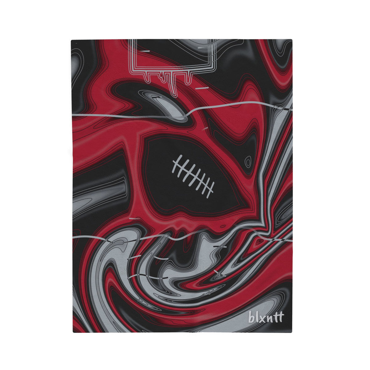 Red, Black & Silver Trippy Football Blanket