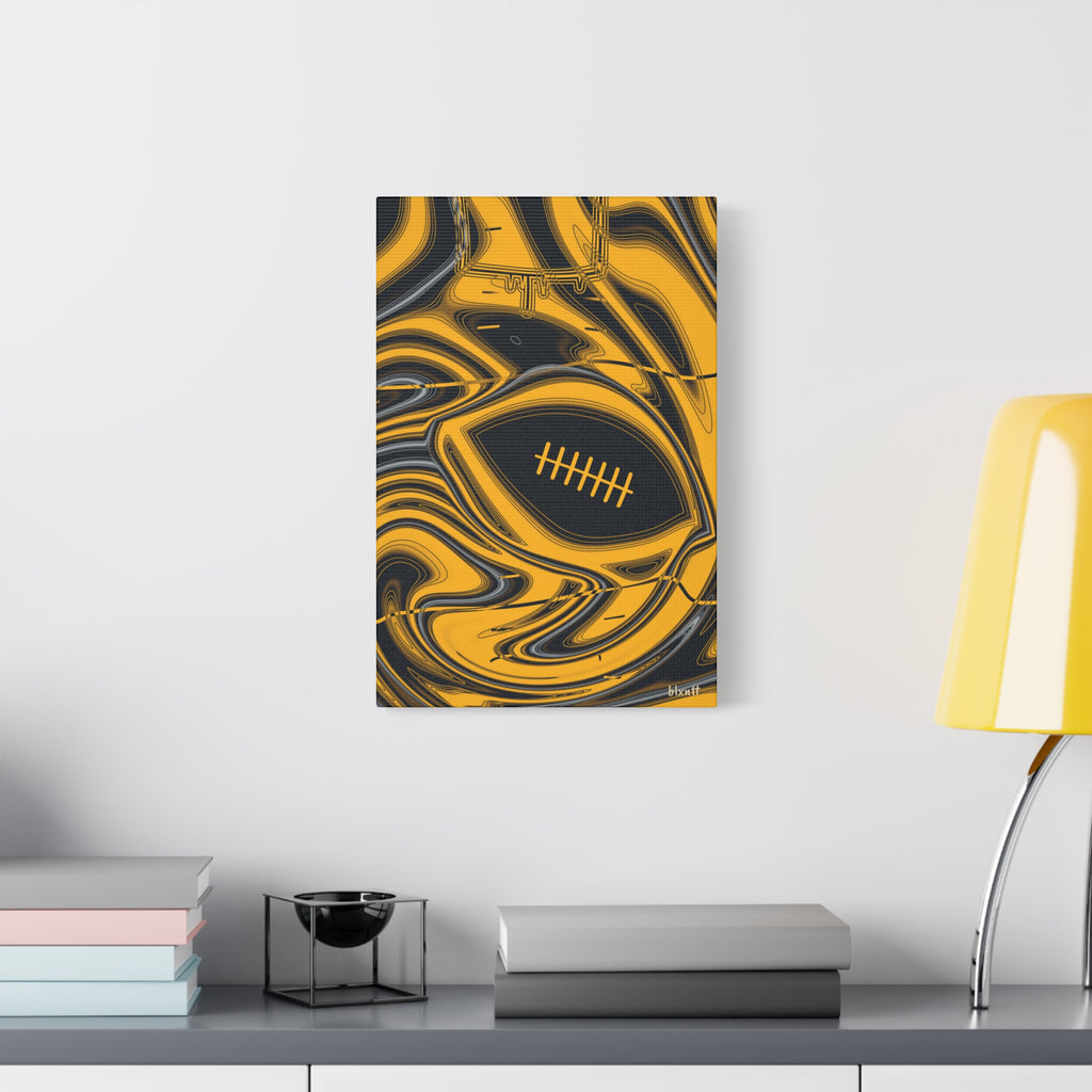 Black & Gold Trippy Football Canvas