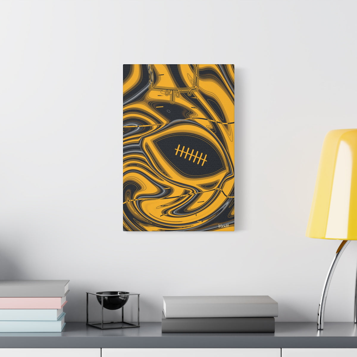 Black & Gold Trippy Football Canvas